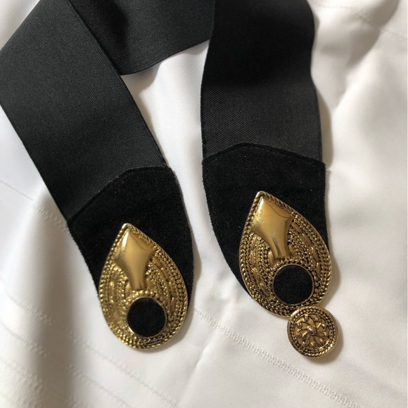 Vtg 1980s Asymmetrical Black Stretchy Waist Belt - Picture 10 of 14